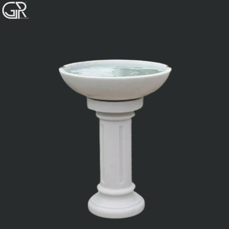 Makrana White Marble Birdbath