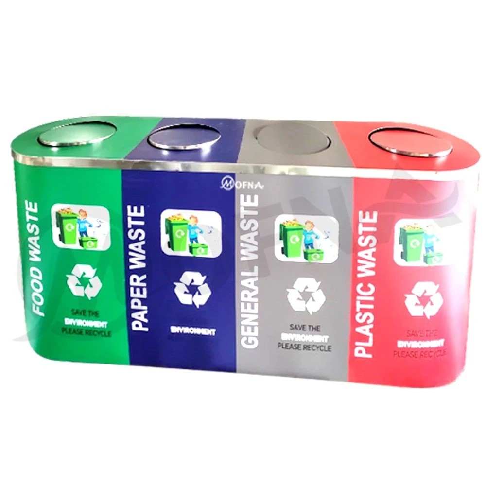 Mofna Stainless Steel Four In One Swing Airport Dustbin, - Automation Grade: Manually