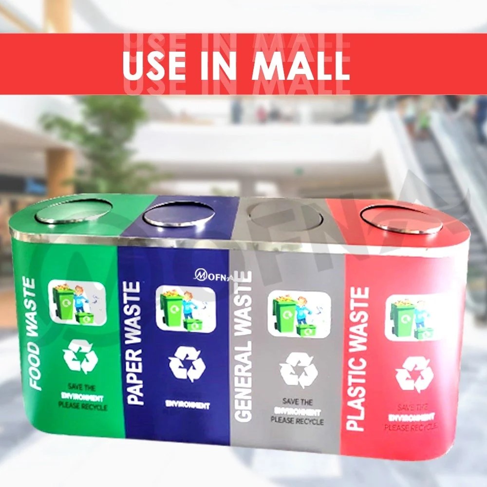 Mofna Stainless Steel Four In One Swing Airport Dustbin,