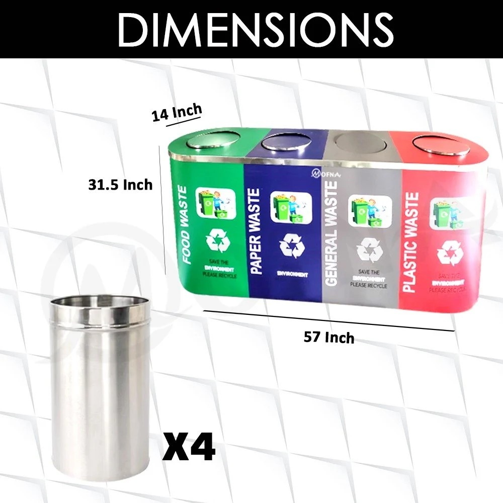 Mofna Stainless Steel Four In One Swing Airport Dustbin,