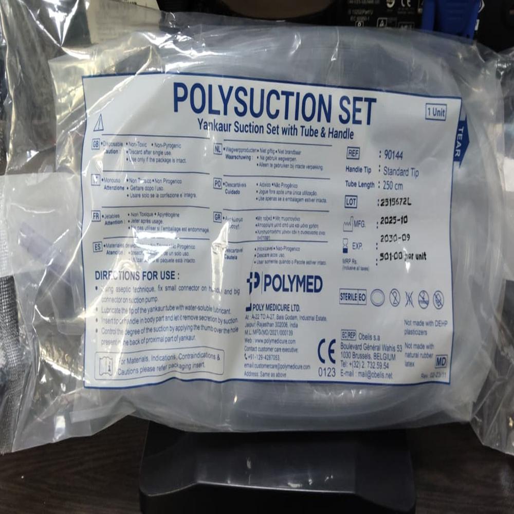 Polymed Polysuction Yankaur Suction Set With Tube & Handle - Shelf Life: 5 Years