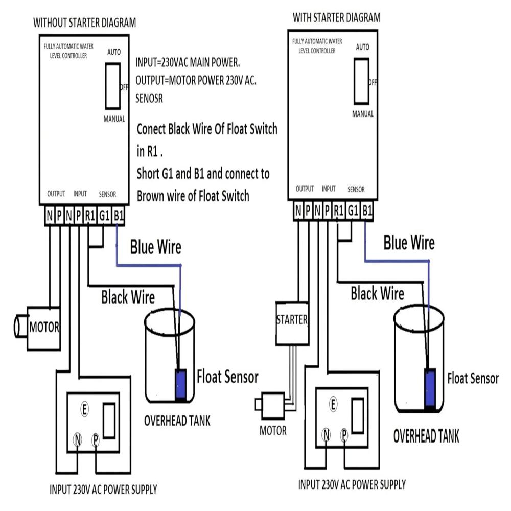 Auto Water Level Controller With Float Switch