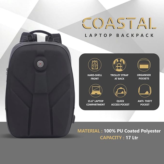 SWISS MILITARY Hard Shell Backpack for Men Women, Alien Series ABS Hardshell, Travel Laptop Bag Fits Up to 15.6 Inch, Stylish Office College School Backpack, Durable & Lightweight LBP135