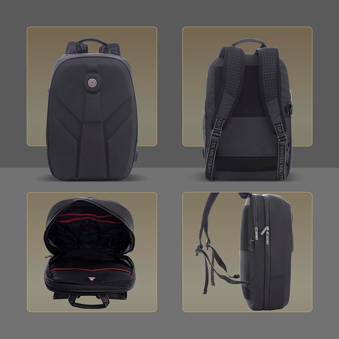 SWISS MILITARY Hard Shell Backpack for Men Women, Alien Series ABS Hardshell, Travel Laptop Bag Fits Up to 15.6 Inch, Stylish Office College School Backpack, Durable & Lightweight LBP135