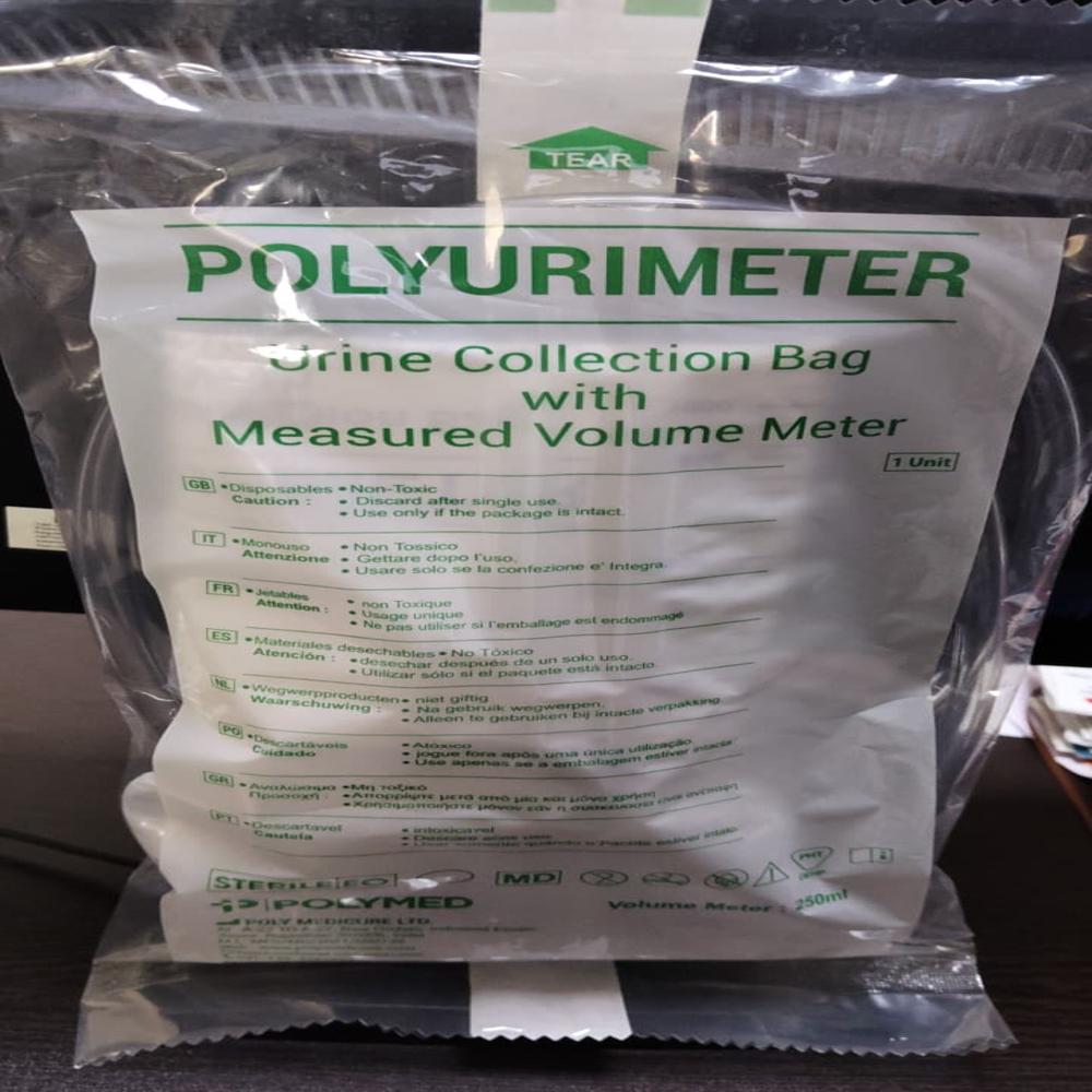 Polyurimeter Urine Collection Bag with Measured Volume Meter