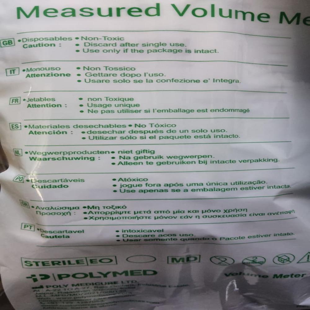 Polyurimeter Urine Collection Bag with Measured Volume Meter
