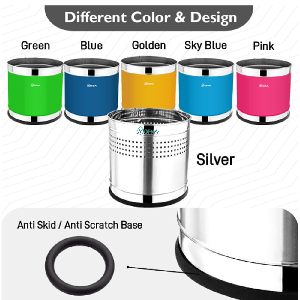 Mofna Stainless Steel Silver Perforated Planter Pot, (8x8)