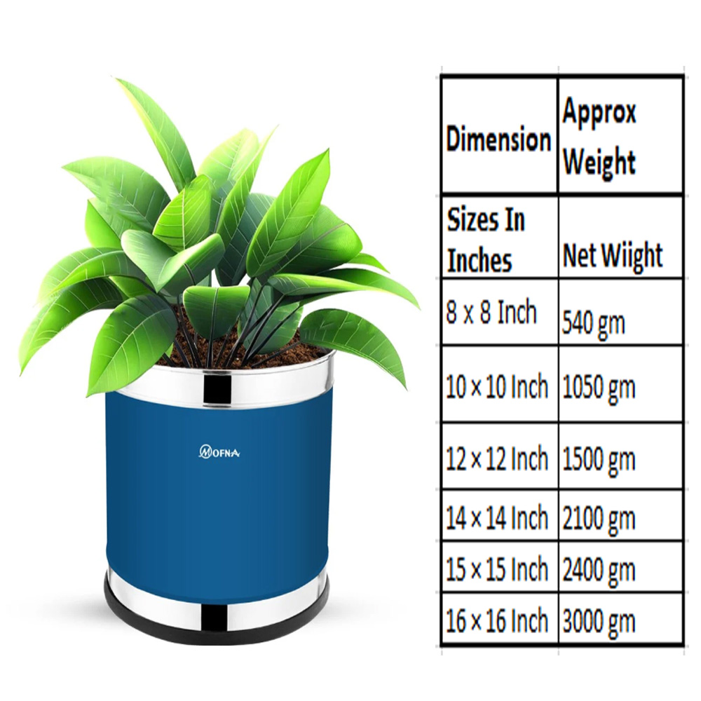 Mofna Stainless Steel Blue Color-Coated Planter (8x8)