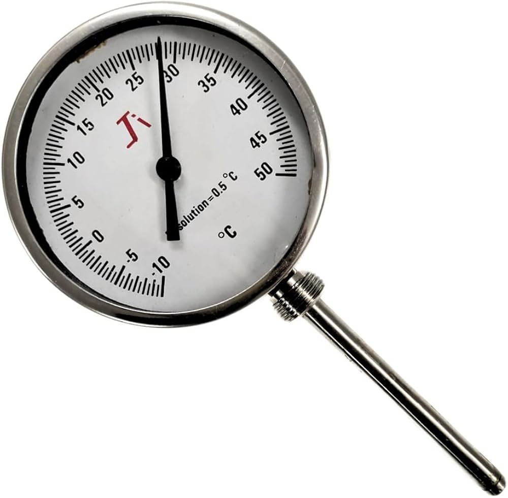 Temperature Gauge - Stainless Steel, 4'' Display Diameter, Temperature Range 0-100â°c | Accuracy 99.99%, Durable Design, Easy Installation, Wide Measurement Range