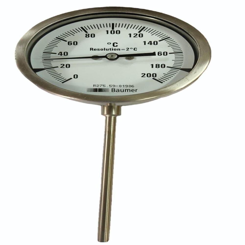 Temperature Gauge - Stainless Steel, 4'' Display Diameter, Temperature Range 0-100â°c | Accuracy 99.99%, Durable Design, Easy Installation, Wide Measurement Range
