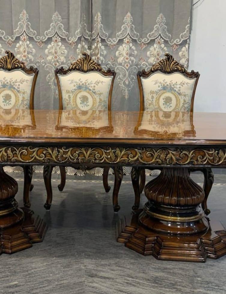 Handcrafted Wooden Dining Table Set