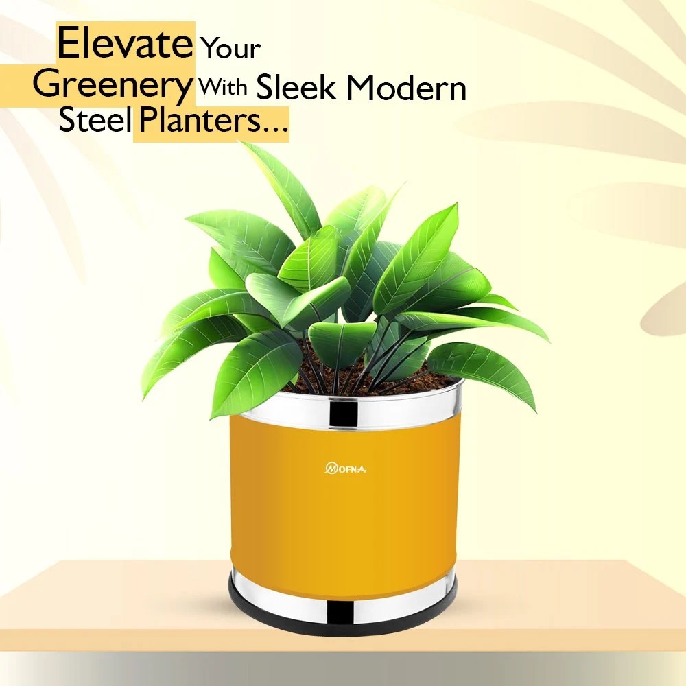 Mofna Stainless Steel Pink Planter (12x12)