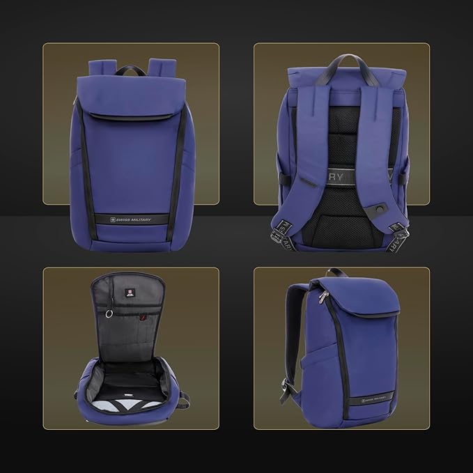 SWISS MILITARY GAZEBO Laptop Backpack   Black & Gold Collection Gazebo Laptop Backpack, PU Coated  LBP133