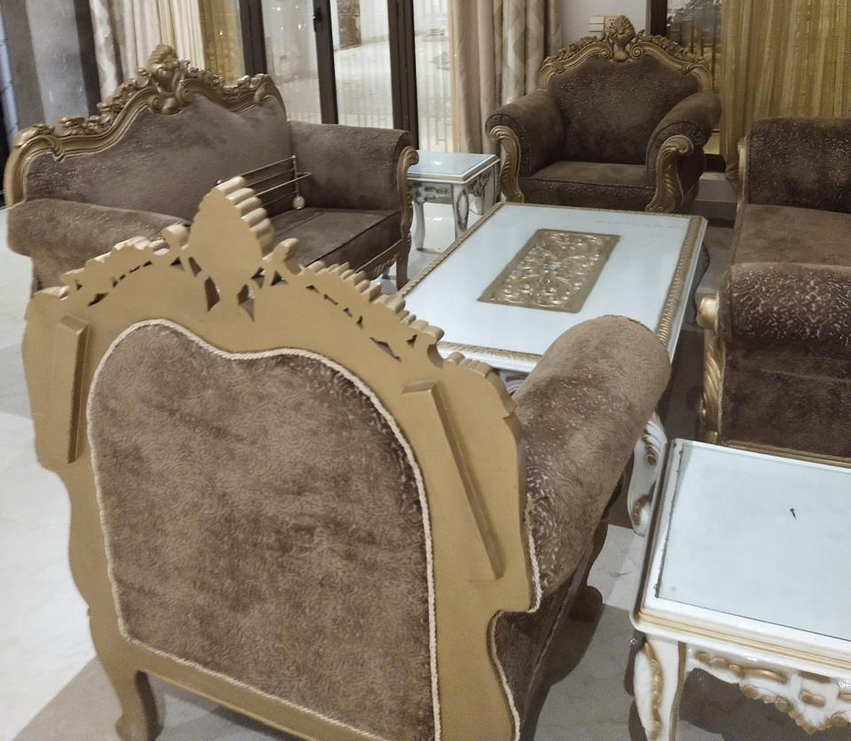 Luxurious Teak Wood Italian Style Carved Sofa