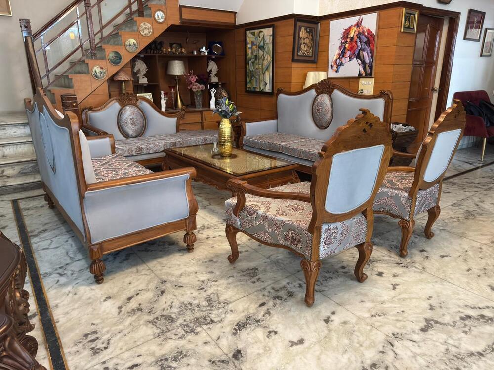 Traditional Carved Wooden Sofa Set
