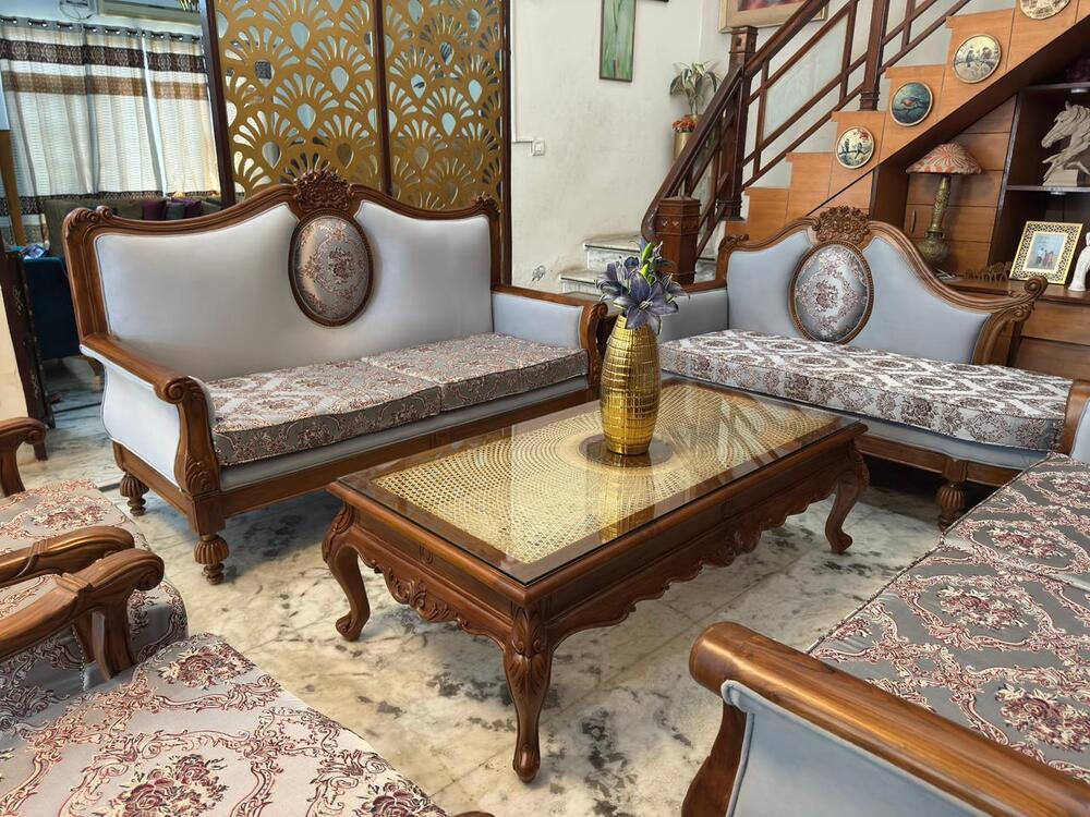 Solid Teak Wood Living Room Sofa Set