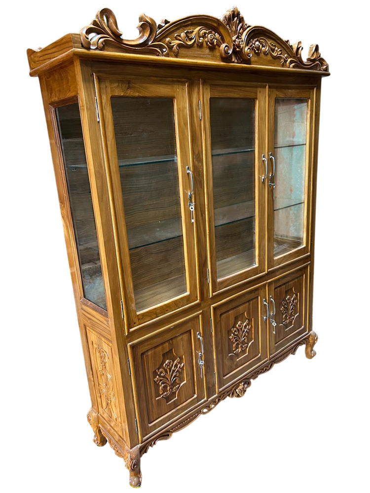 Handcrafted Wooden Crockery Showcase Almirah
