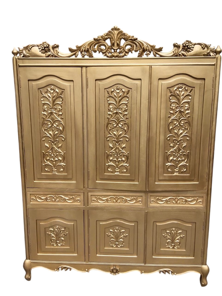Golden Hand Carved Wooden Almirah