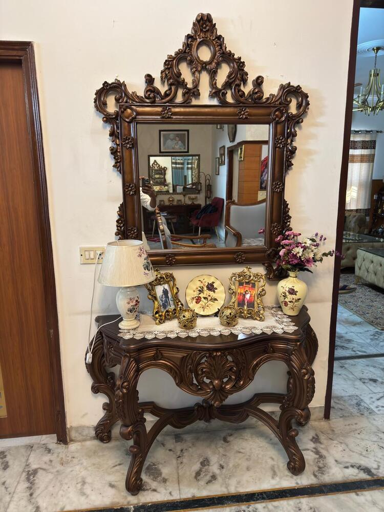 Hand Carved Mahogany Console Table