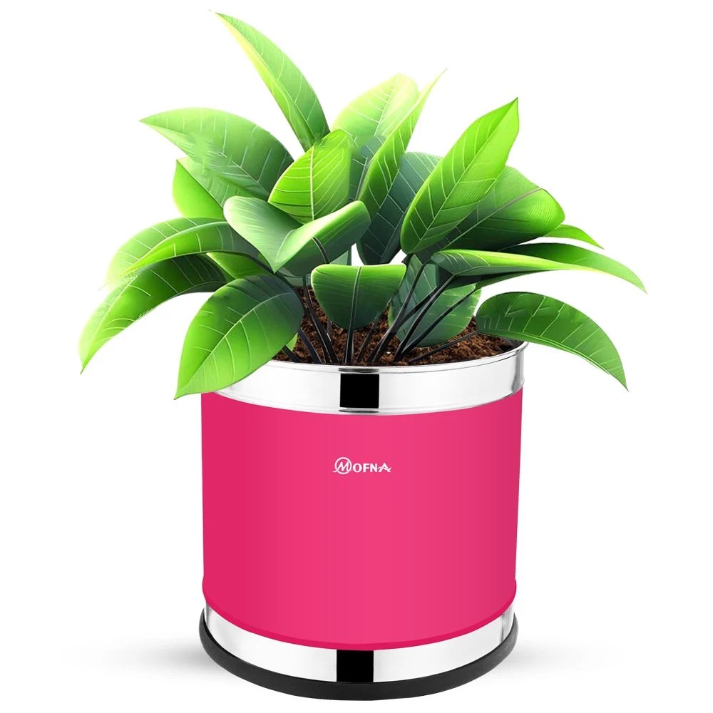 Mofna Stainless Steel Pink Planter (14X14) - Dimensions: 14X14 Inch (In)