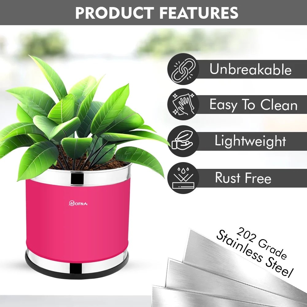 Mofna Stainless Steel Pink Planter (14x14)