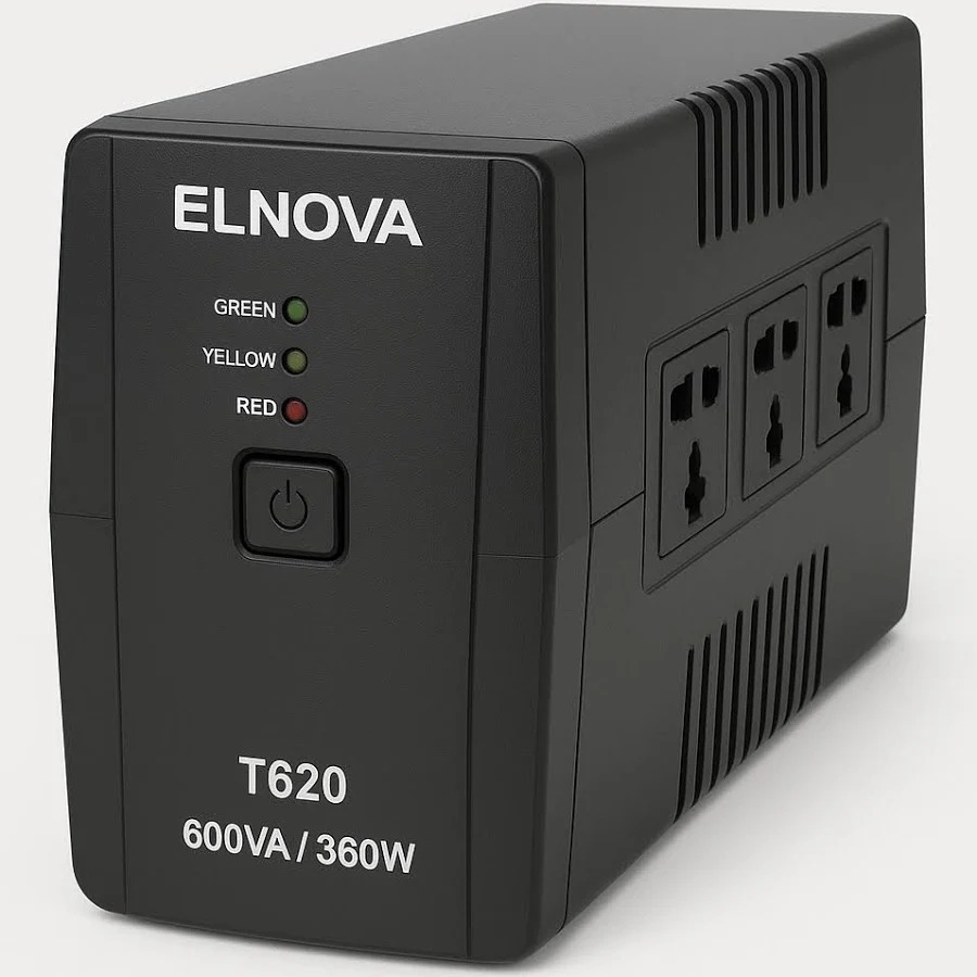 Elnova(T620)600Va Line Interactive Ups - Color: Black
