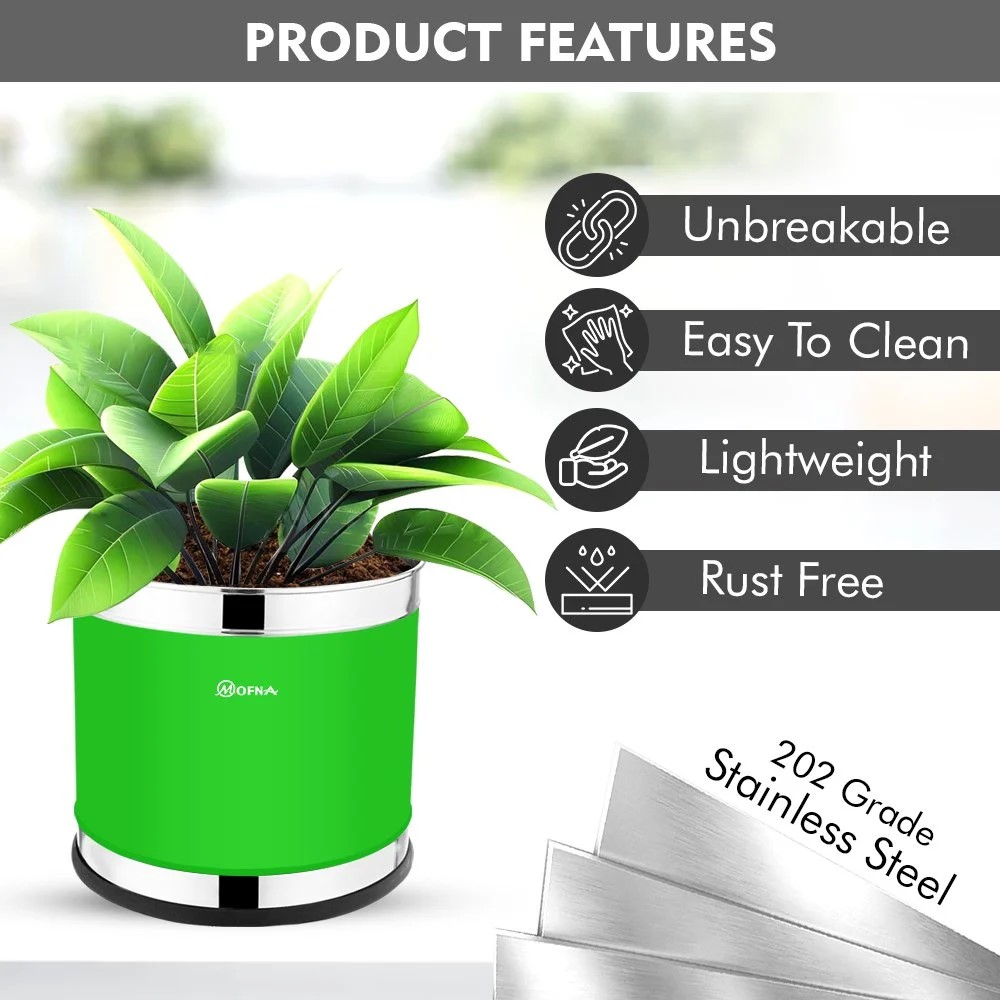 Mofna Stainless Steel Green Planter (16x16)