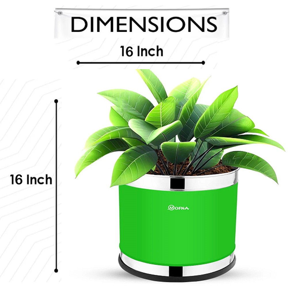 Mofna Stainless Steel Green Planter (16x16)