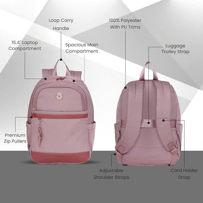 SWISS MILITARY Oasis Laptop Backpack for 15.4 Inch Laptop, 15L Capacity, Durable Polyester with PU Trim, Trolley Strap DBG02
