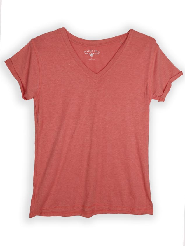 W13616 | BEVERLY HILLS POLO CLUB Ladies Roll Up Sleeve Stretch T-Shirt