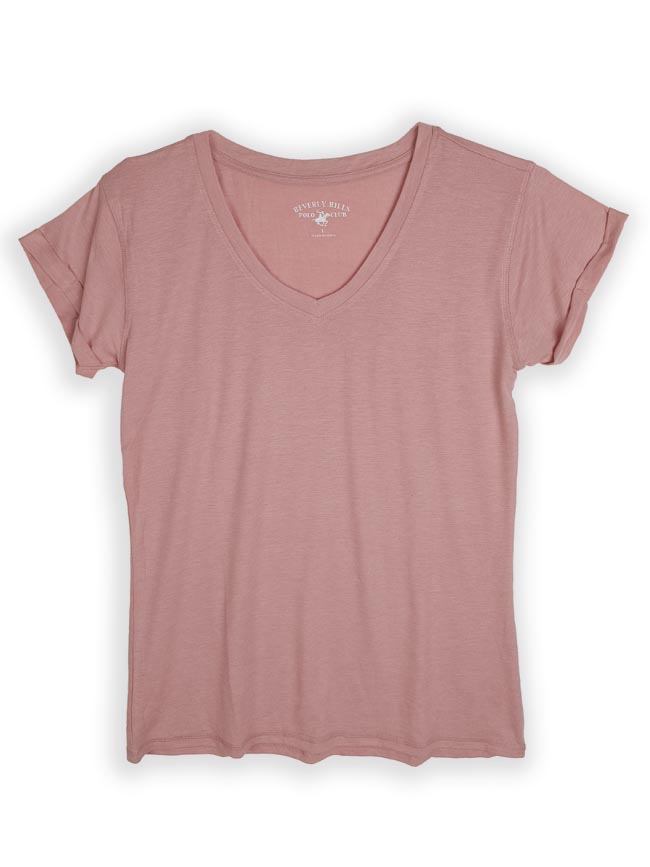 W13616 | BEVERLY HILLS POLO CLUB Ladies Roll Up Sleeve Stretch T-Shirt
