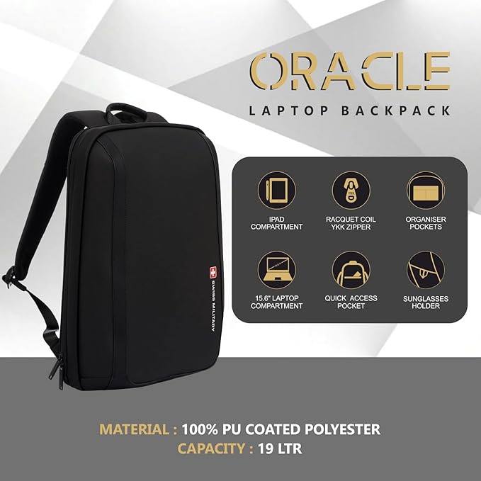 Swiss Military ORACLE Black Gold Collection Oracle Water-Resistant PU Coated Polyester Padded LBP141