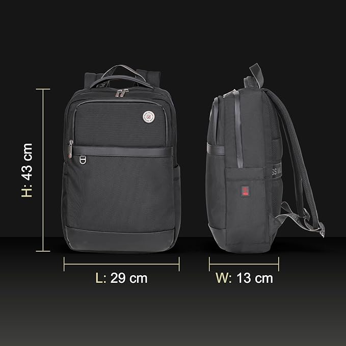 SWISS MILITARY WESELY Black & Gold Collection Wesely Laptop Backpack Bag With LBP139