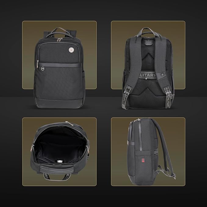 SWISS MILITARY WESELY Black & Gold Collection Wesely Laptop Backpack Bag With LBP139