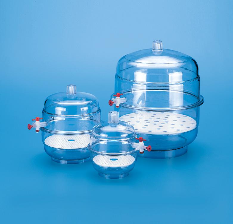 Vacumm Dessicator - Borosilicate Glass & Polypropylene, 150-300mm Diameter, Manual Operation | Vacuum Valve, Airtight Seal, Porcelain Base Plate, Chemical Resistant