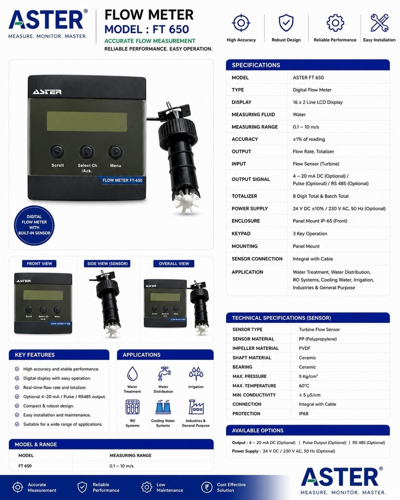 Water Pipe Flow Meter - Material: Stainless Steel