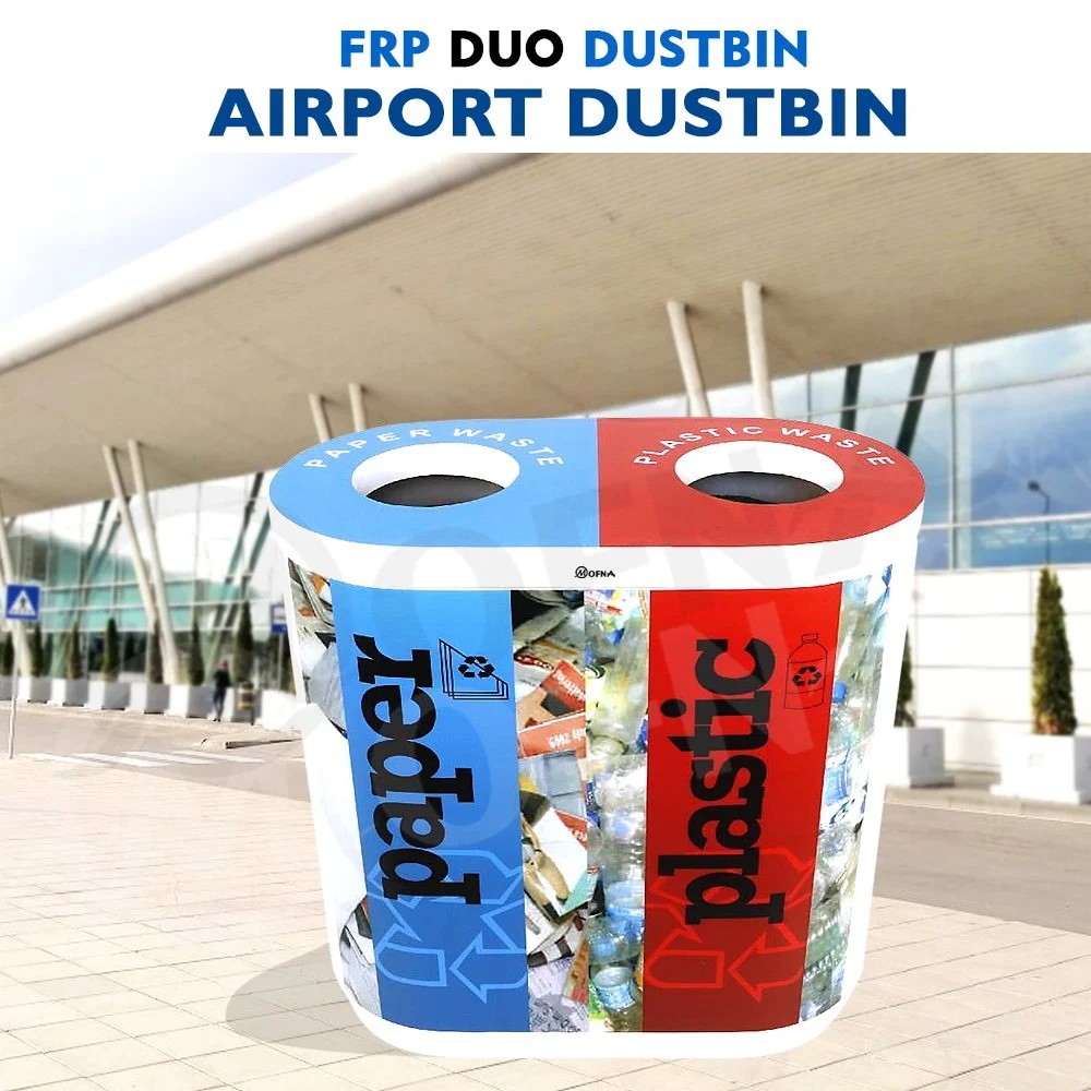 Mofna FRP Duo Airport Dustbin, Recycle Bin, 120 Liter