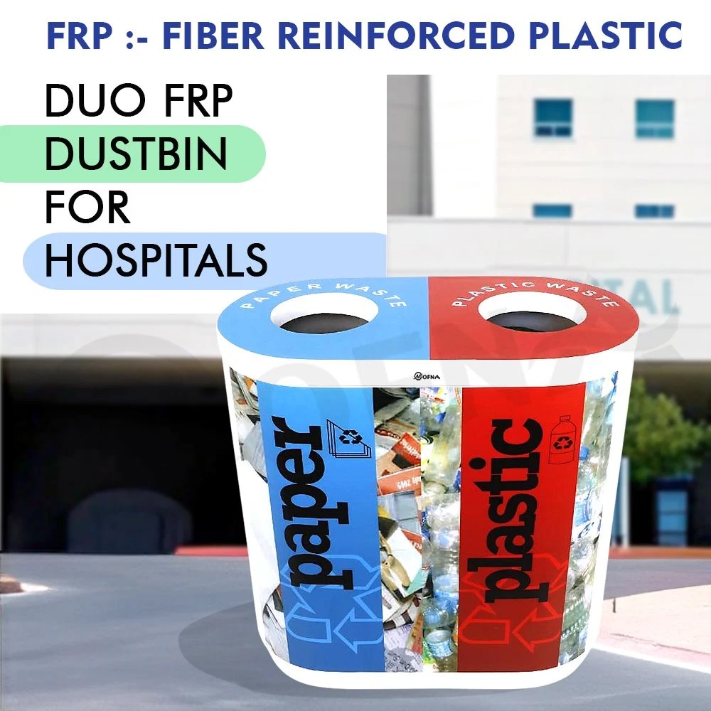 Mofna FRP Duo Airport Dustbin, Recycle Bin, 120 Liter