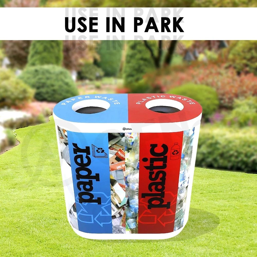 Mofna FRP Duo Airport Dustbin, Recycle Bin, 120 Liter