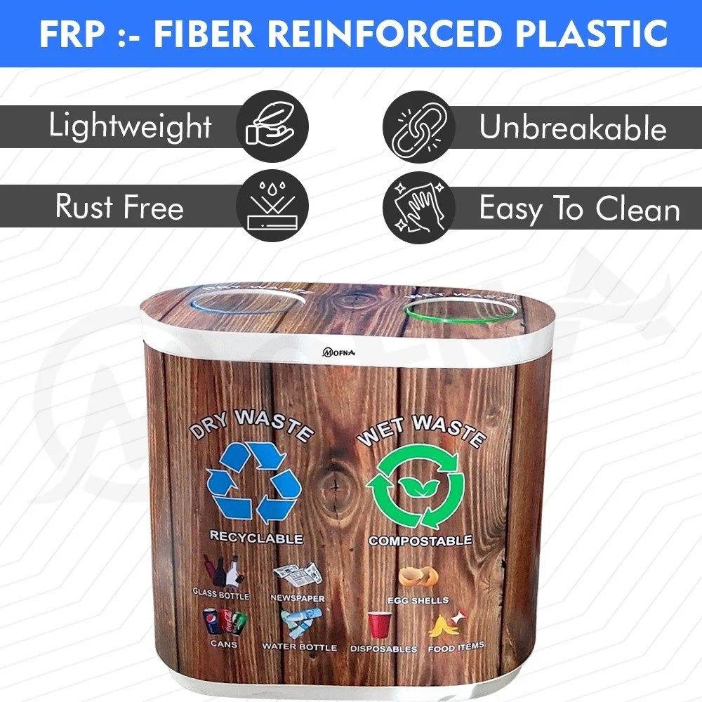 Mofna FRP Duo Swing Airport Dustbin, 120 Liter