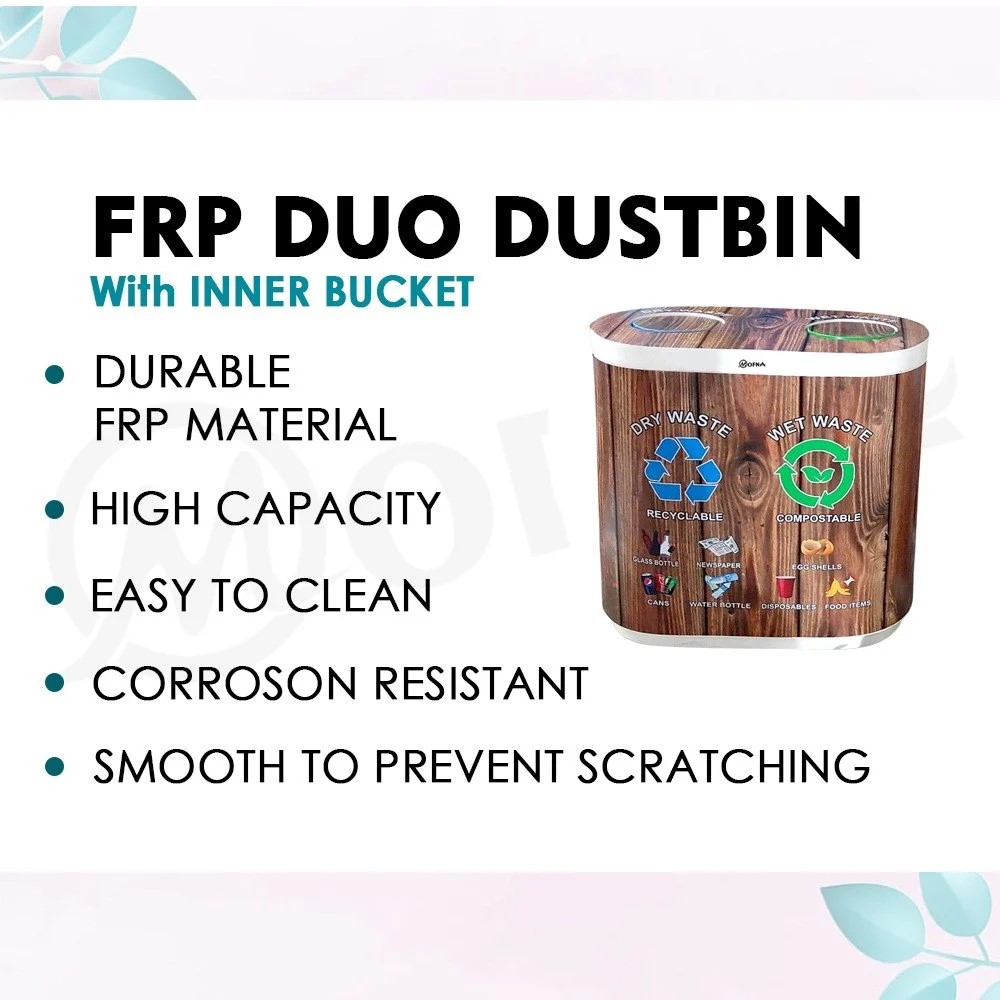 Mofna FRP Duo Swing Airport Dustbin, 120 Liter