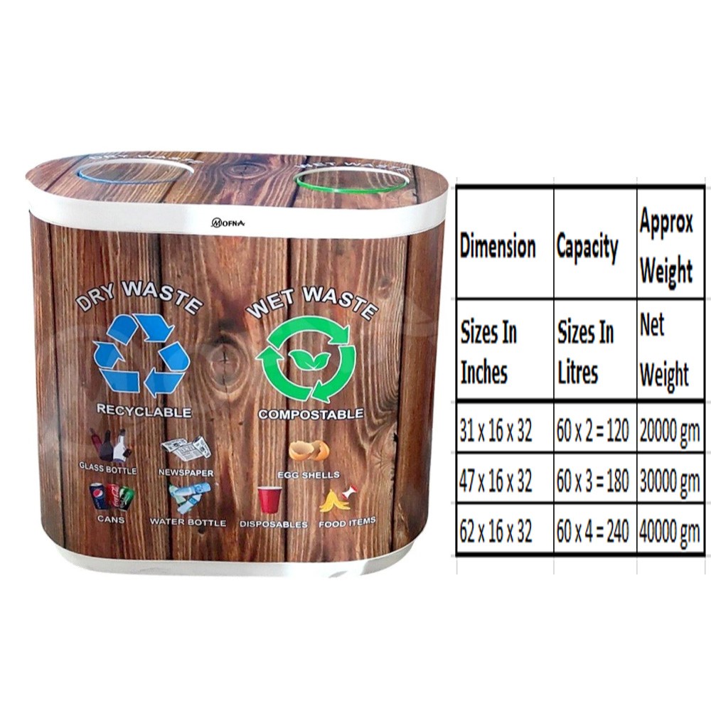 Mofna FRP Duo Swing Airport Dustbin, 120 Liter