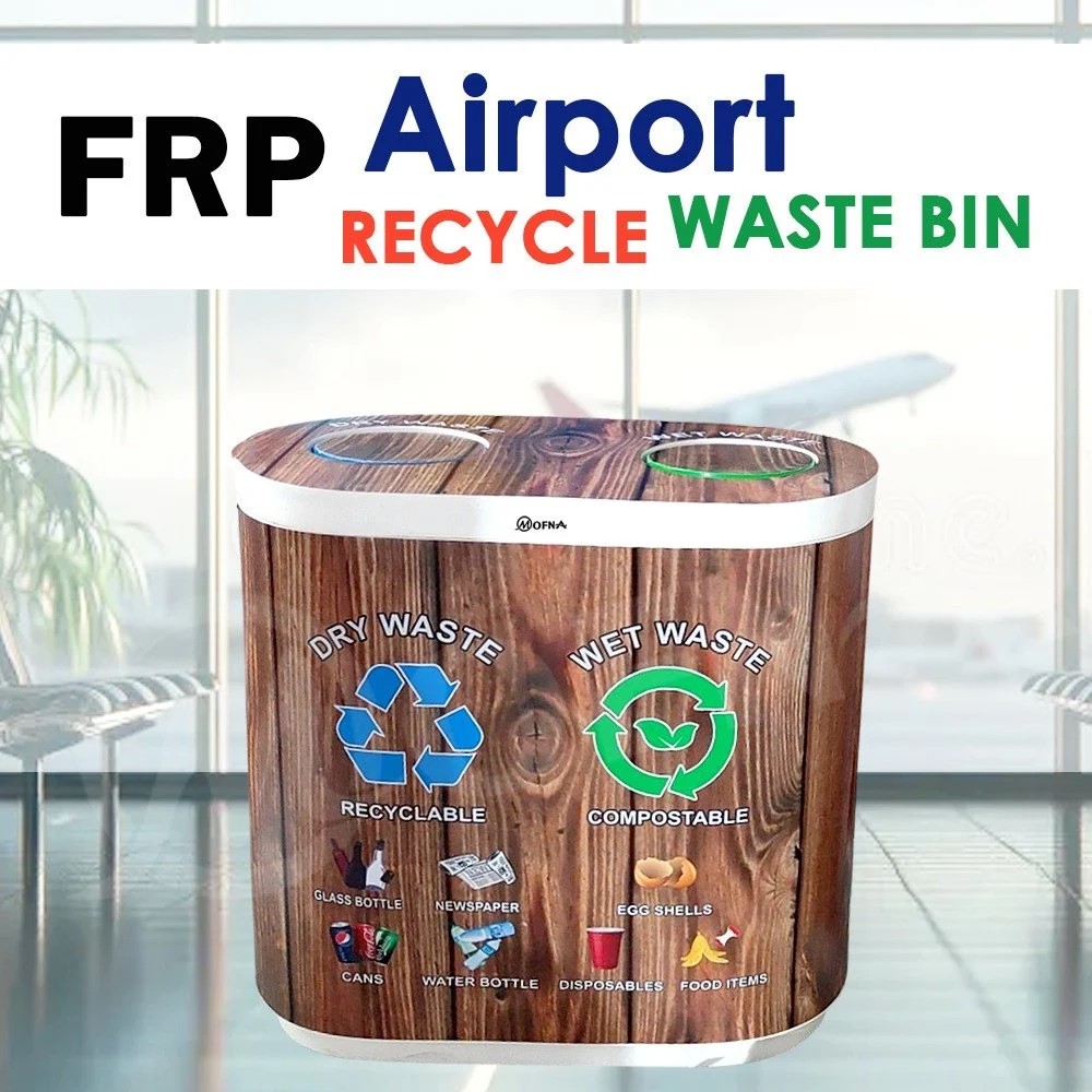 Mofna FRP Duo Swing Airport Dustbin, 120 Liter