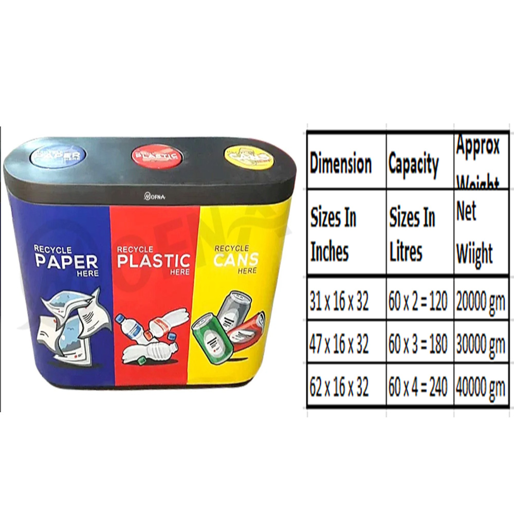 Mofna Trio Swing Airport Dustbin, Recycle bin, 180 Liter