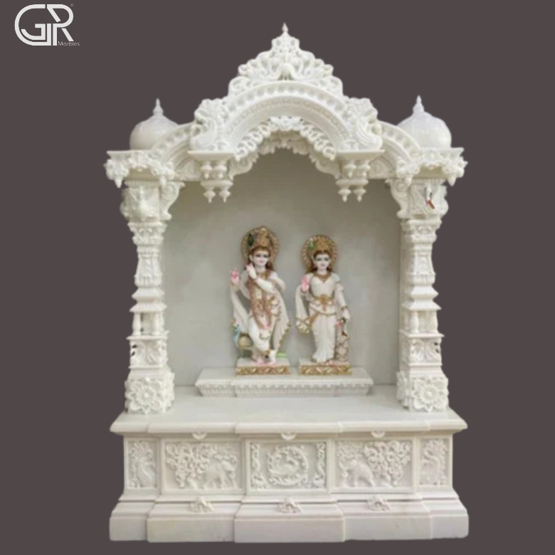 White Marble Pooja Mandir, (Ht-5.5ft)