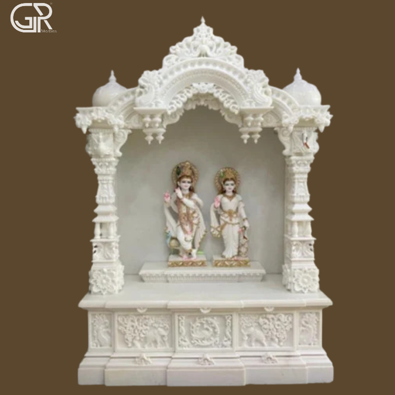 White Marble Pooja Mandir, (Ht-5.5ft)