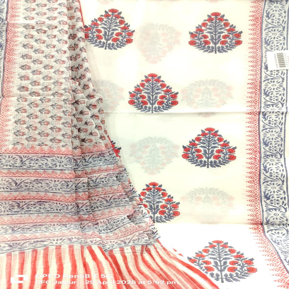 Cotton Kota Doria Dupatta with pure cotton Hand Printed suit