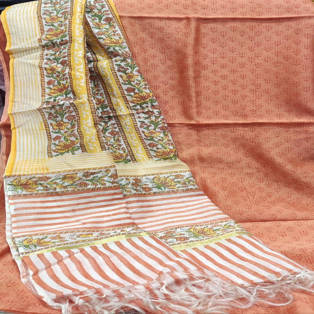 Pure Chanderi With Pure Chanderi Dupatta with Cotton 60*60 Bottom