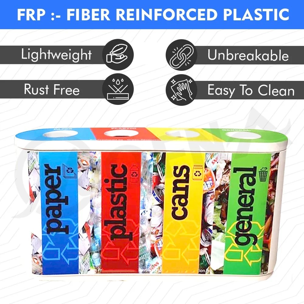 Mofna FRP Four In One Swing Dustbin, recycle bin, 240 Liter