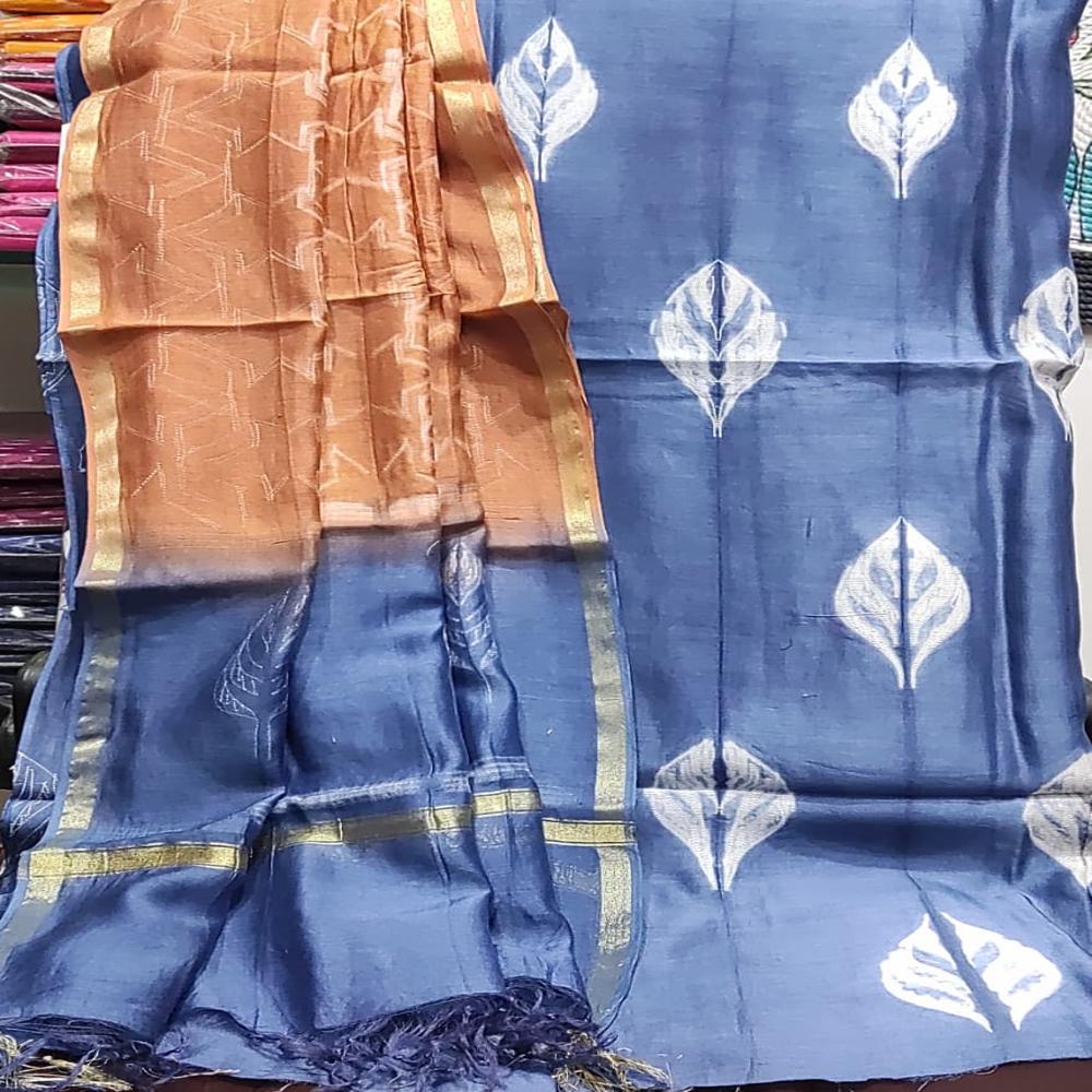 Pure Chanderi with Dupatta with Plain Dyed Cotton 60*60 Bottom